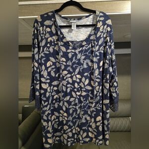Catherine's 1X 18/20W Navy/Beige Women's Top